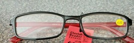 CHEETAH EYEWEAR ~ +3.50 Reading Glasses ~ Black &amp; Red Rectangular Plasti... - £11.78 GBP