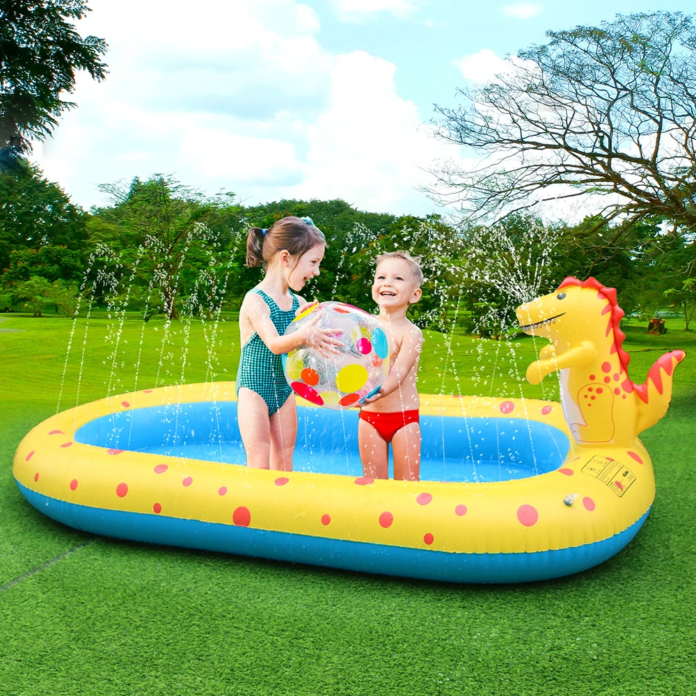 Dinosaur Inflatable Swimming Pool for Kid Children Non-Slip Splash Pad S... - £48.62 GBP