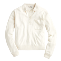 NWT J.Crew Cashmere Collared Sweater in Snow White Oversized Henley XL - £93.57 GBP
