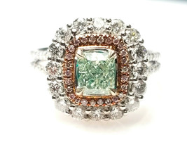 GIA 1.90ct Natural Argyle 6p Fancy Green &amp; Pink Diamonds Engagement Ring 18K  - £9,982.30 GBP
