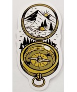 Open Compass with Tent in Front of Mountain and Sun Scene Sticker Decal ... - £1.79 GBP
