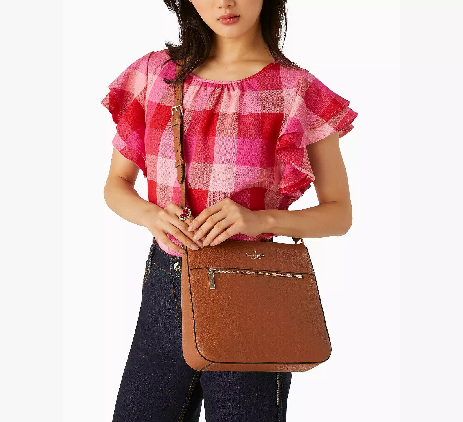 NWB Kate Spade Leila Swingpack Crossbody Brown Leather Purse KB649 Gift Bag FS