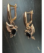 585 14K RG Stamped Black Sparkle Flying Bird Stud Earrings - $745.50 MXN