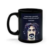 Frank Zappa Funny Quote Mug A Mind Is Like A Parachute 11oz Black Coffee Cup - £15.56 GBP