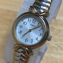 Timex Lady 30m Dual Tone Silver Dial Stretch Band Analog Quartz Watch~New Batter - £12.14 GBP