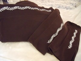 Cozy Queen Original Polar Fleece Sheet Set Brown W/ White Embroidered Design - $37.57