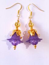 Purple Flower Victorian Earrings Necklace Set: Gold Boho Jewelry - $47.88 CAD