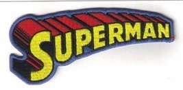 Superman Name Familiar Text Logo Embroidered​ 4.5&quot; Wide Patch NEW UNUSED... - £6.26 GBP