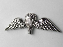 BRITISH PARATROOPER  SILVER COLORED JUMP WINGS LAPEL PIN BADGE 2 INCHES - £6.64 GBP