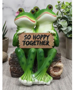 Ebros Romantic Frog Couple Sitting On Wooden Log Statue &quot;So Hoppy Together&quot; - $34.10 CAD