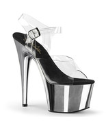 PLEASER Shoes Sexy Silver Chrome Platform Stripper Dancer 7&quot; High Heels - $101.14 CAD