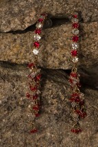 Half Hoop Earrings Rhinestone Retro Boho Indian Gypsy Gold Pierced Vintage 80s - £12.43 GBP