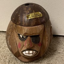 Pirate Coconut Coin Bank Box with lid 6.5” H x 6” W - $7.60