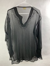 In-Gear Womens XL Black Transparent Sheer Over-Shirt - Longsleeve See-th... - £10.35 GBP