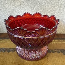 Vintage Fenton Red Orange Carnival Candy Dish Sugar Bowl Replacement *read - £46.71 GBP