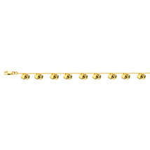 14K Solid Yellow Gold Pol Text Disk Disc Dangle Bracelet Adjustable 7.5&quot; - £498.55 GBP