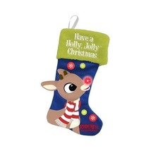 Rudolph the Red Nosed Reindeer 3D 17&quot; LED Lighted Satin Christmas Stocking, NEW - £11.58 GBP