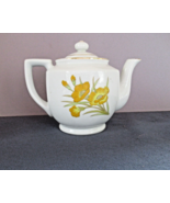 Printemps Vtg  fine China teapot  lid porcelain white yellow flower 5-3/... - £18.68 GBP