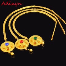 NEW Ethiopian Gold Hair Chain Jewelry Women 24k Gold Color Rhinestone African/Er - £26.02 GBP