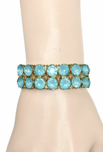 Light Green Acrylic Lucite Rhinestones Stretching Chain Bracelet Casual Everyday - $13.78