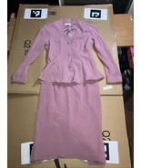 Misho Soft Rose Pink Silk Skirt Suit Set Size 6 Toggle Button Style S1138 - $108.53 CAD