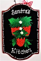 Strawberry Personalized Name Kitchen Sign Wall Hanger Plaque Strawberries Decor - £25.30 GBP