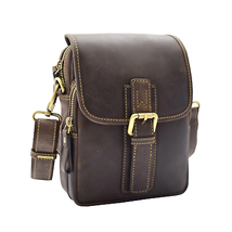 DR386 Men&#39;s Smart Crossbody Bag Genuine Leather Messenger Brown - £63.90 GBP
