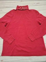 Croft &amp; Barrow Medium Red Turtleneck Snowflake Long Sleeve Shirt - £6.37 GBP