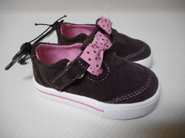 Infant Girls Garanimals Brown &amp; Pink Cord Shoes Size 3 NEW - £9.32 GBP