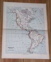 1887 Original Antique French Map Of Americas North America And South America - £15.08 GBP