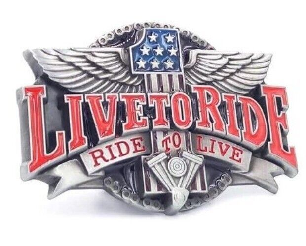 Primary image for Red Live to Ride Biker Belt Buckle Metal BU154