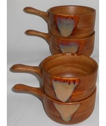 Set (4) Sango SPLASH PATTERN Stoneware STICK HANDLED ONION SOUP BOWLS - $180.06 CAD