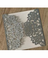 50pcs Glitter Silver Laser Cut Wedding Invitations,Invitations,Invitatio... - $90.47 CAD