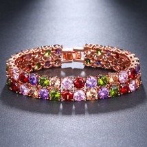 Brand Fashion Charm AAA Cubic Zircon Multicolor Geometric Crystal Bracelets For  - £16.76 GBP