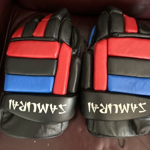 Adulti samurai Hockey Guanti Blu Rosso Nero 11 &quot; Grande Nuovo - $47.65