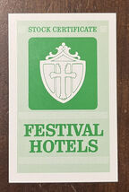 1962-95 ACQUIRE Game Parts Original 1976 Festival Hotels Stock Certificate - $0.89