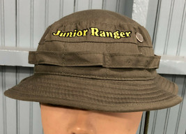 Vintage Youth J-Hats Junior Ranger Green Vented Camp Cap Hat 54cm - £16.42 GBP