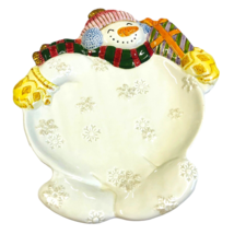 Fitz and Floyd Christmas Snowman Cookie Plate Platter Candy Tray Vintage 1995 - $22.78