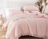 Queen Comforter Set Blush Pink, 3 Pcs Boho Fringe Tufted Soft Microfiber... - $59.84