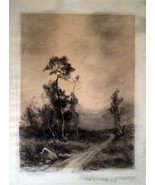 Superb c1960 Signed Charcoal Drawing Landscape Immanuel Pyritz? - £186.33 GBP