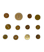 Lot 12 Vintage Miscellaneous Plastic Yellow, White &amp; Tan Round Buttons - £12.38 GBP