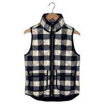 J Crew Down Puffer Vest Womens XS Plaid Quilted Zip Front High Neck Prep... - $27.71