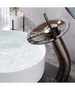 Roddex Waterfall Bathroom Faucet Glass Single Handle Solid Brass Basin L... - £66.13 GBP