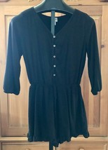 MOSSIMO Women&#39;s Black Once Piece Shorts Jumper 3/4 Sleeve Button Down MED - $12.37