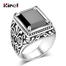L hot black rings mens filled tibetan silver black stone resin wedding ring for men big thumb200