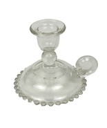 Vintage Candlewick Clear Glass Taper Candle Holder Handled Thumb Ring - $332.16 MXN