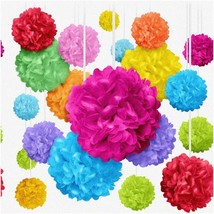 Party Blooms: Multicolor Tissue Paper Pom Poms - 20 Piece Set for Birthd... - $41.57