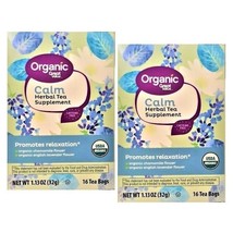 Great Value Organic Calm Herbal Tea Supplement Relaxation 16 Tea Bags (2 Boxes) - £14.15 GBP