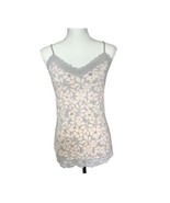 Y2K American Eagle Camisole Tank Top Cami Floral Lace Shelf Bra Size L Pink Gray - $23.74