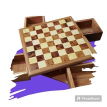 Rare Juniper Wood Chess Board Rotating Handmade | Thuya Wooden Chess Set  - $119.00